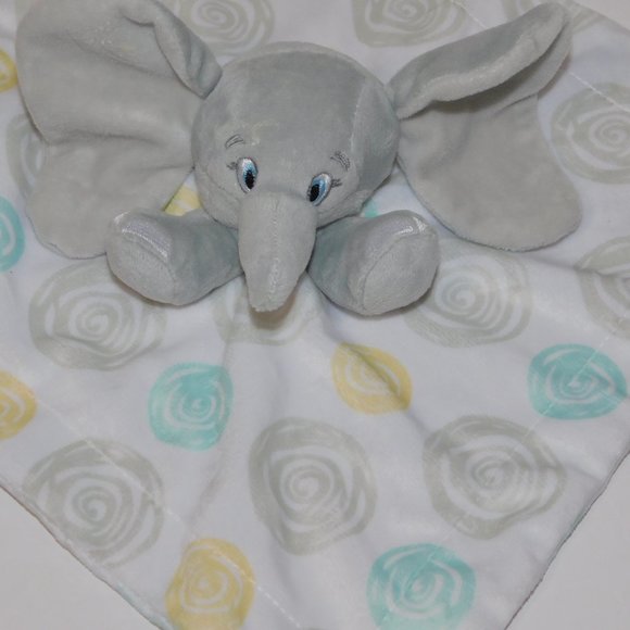 Disney Baby Dumbo Elephant Gray Yellow Blue Swirls Security Blanket Lovey Nunu - Picture 4 of 6